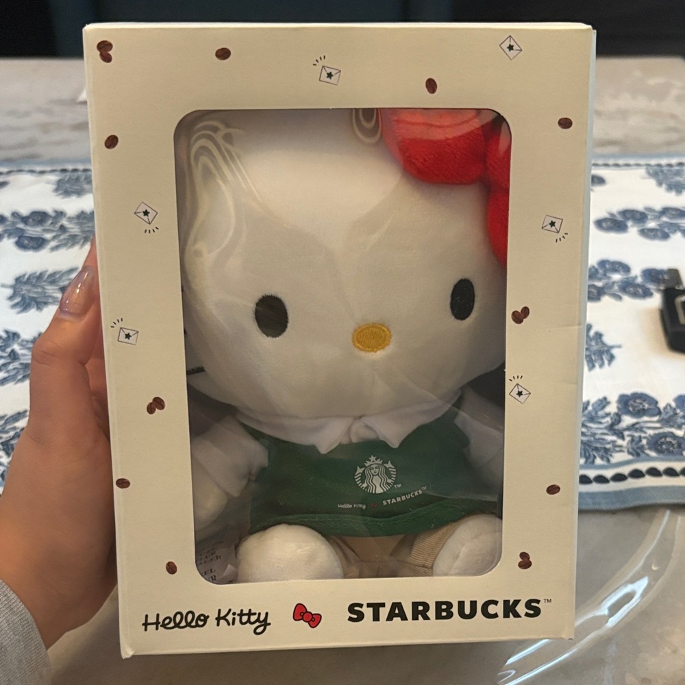 Starbucks Hello Kitty Plush with Red Bow and Green Apron